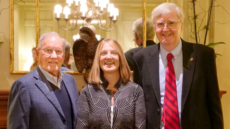 Vaughn Bryson and his daughter Cathy with Dr. Joseph Muenzer