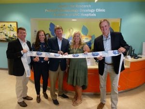 Ribbon cutting with Richard Montana at Reeling for Research Pediatric Hematology Oncology Clinic