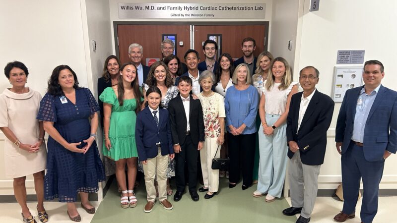 Members of the Wu and Winston families are joined by UNC Health Rex leadership to celebrate this named gift.