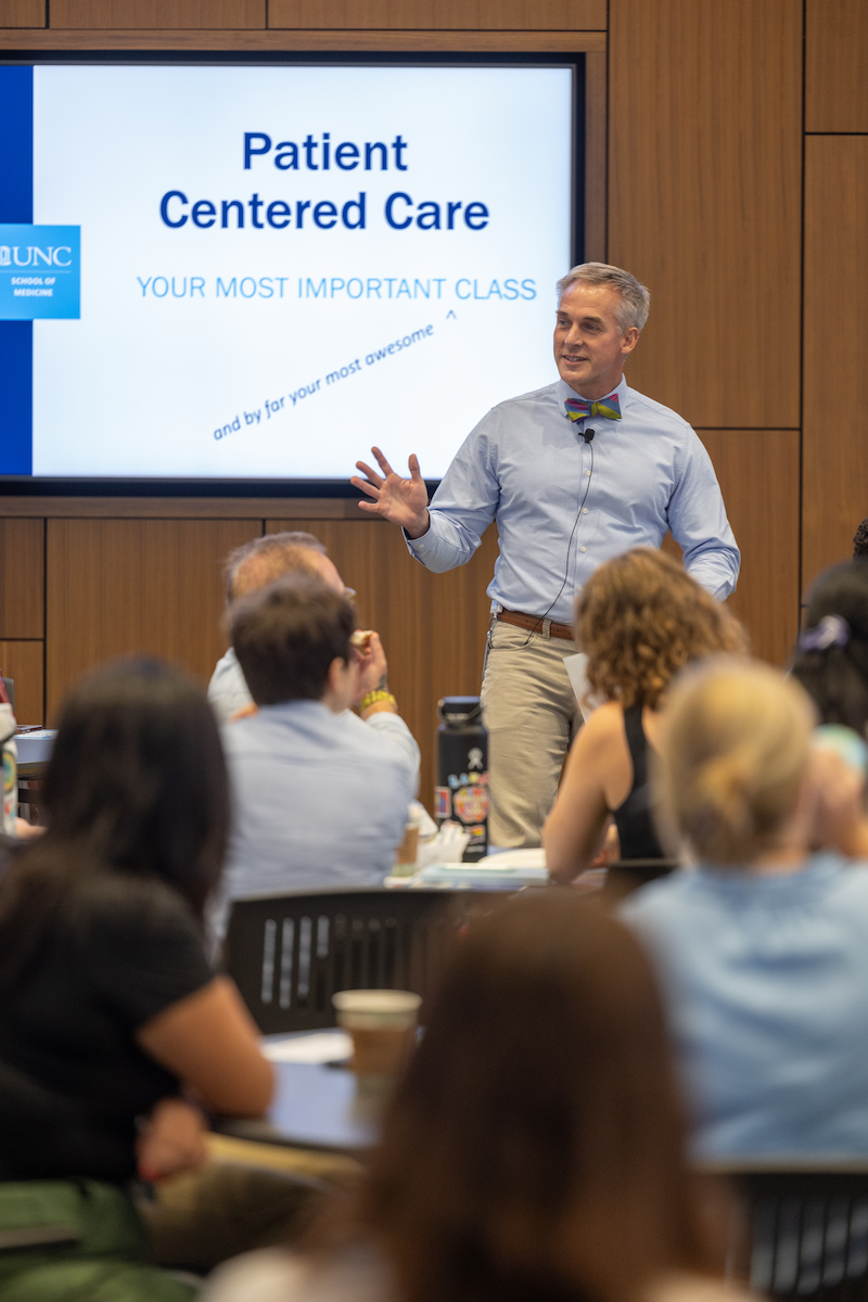 UNC School of Medicine faculty speaking at MD student orientation