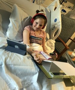 Lilly at UNC Children's during an infusion in June 2022.