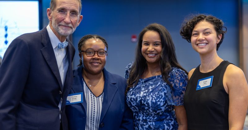 Bill Roper, MD, with UNC second-year medical students Chelsea Onyegi, Theresa Ann Dickerson and Kelsey Rich
