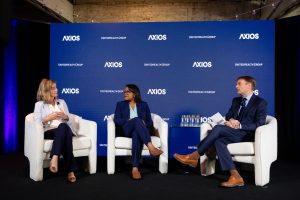 UNC's Meg Zomorodi with UHG's Danielle Gray and Axios host Nicholas Johnston.