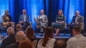 (L to R): Dr. Barbara Savoldo, Dr. Gianpietro Dotti, Dr. Robert L. Ferris, Dr. Natalie Grover and Dr. Jonathan S. Serody at the UNC Health Foundation's Game Changers event on November 4, 2025